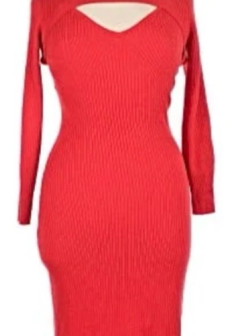 Fashion Nova Vibrant Red Long Sleeve Cutout Midi Dress